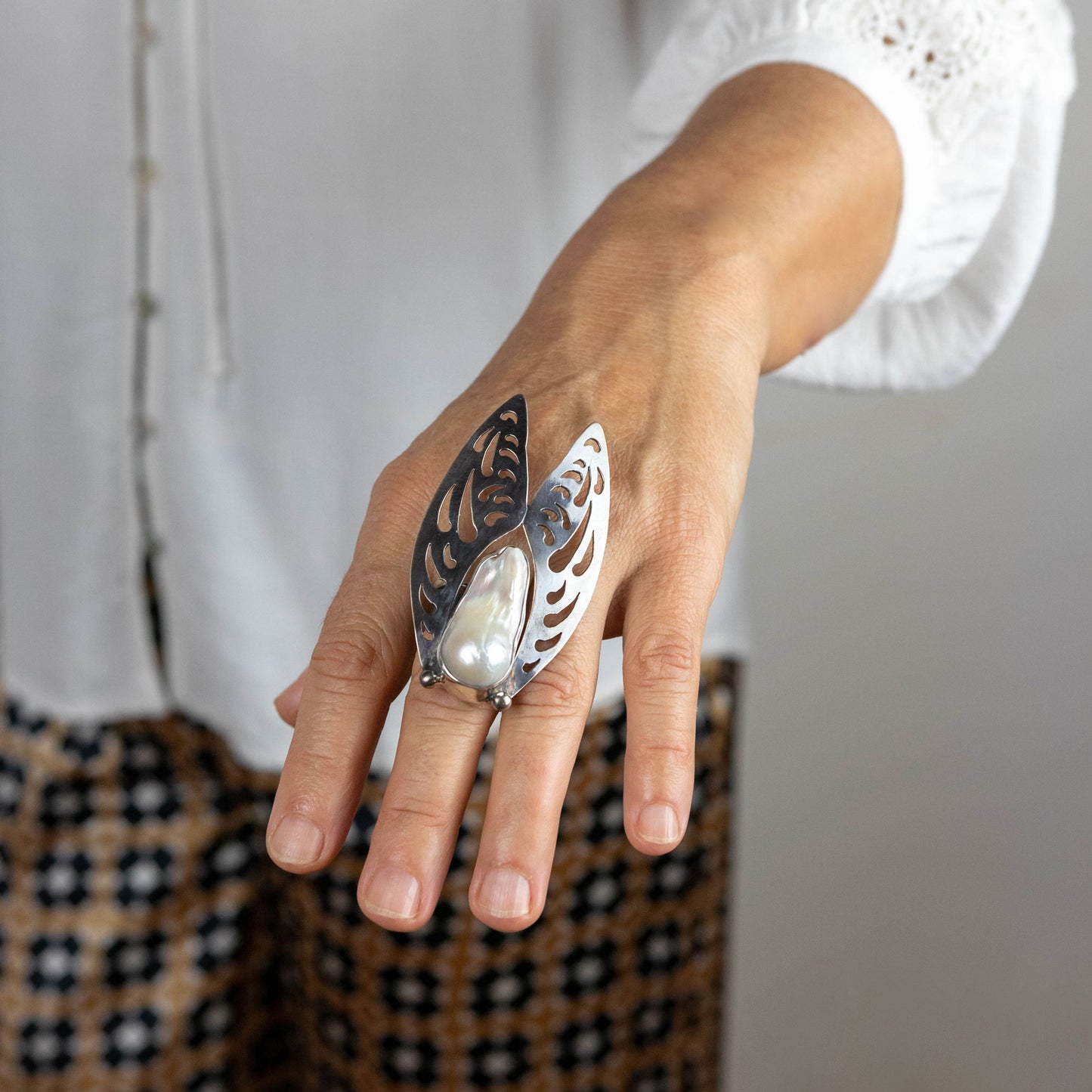 IC: ANILLO PLATA PERLA ARTESANIA ESPAÑA