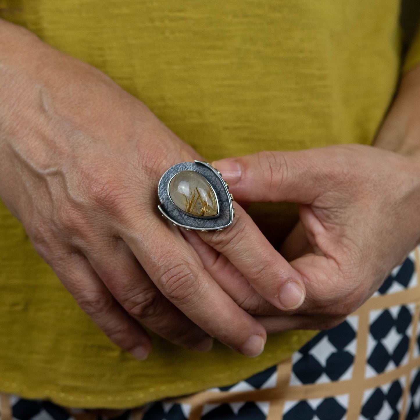IC: ANILLO PLATA 925 ARTESANIA CUARZO RUTILADO