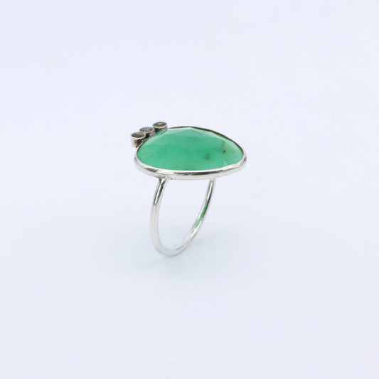 IC: ANILLO PLATA PREHENITA CUARZO