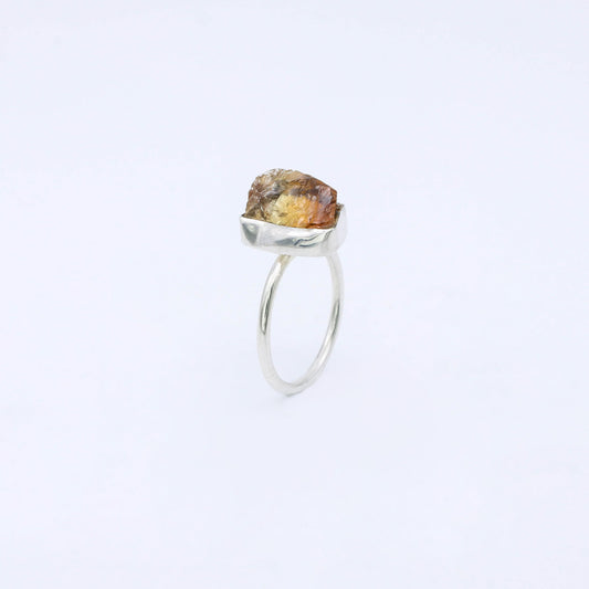 IC: ANILLO PLATA CUARZO RUSTICO CITRINO