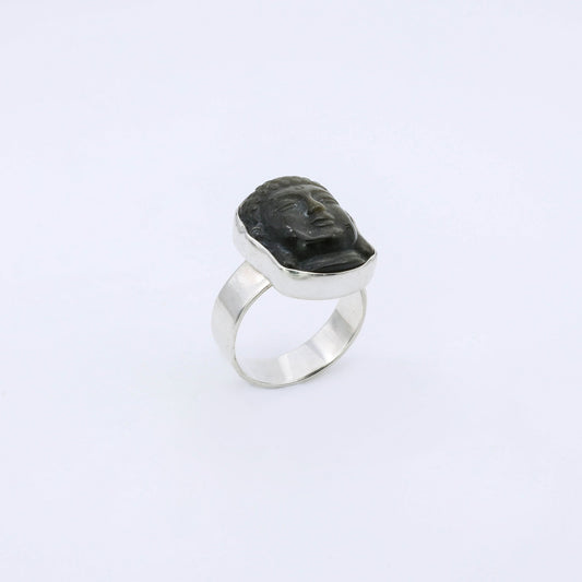 IC: ANILLO PLATA ARTESANIA CABEZA BUDDHA