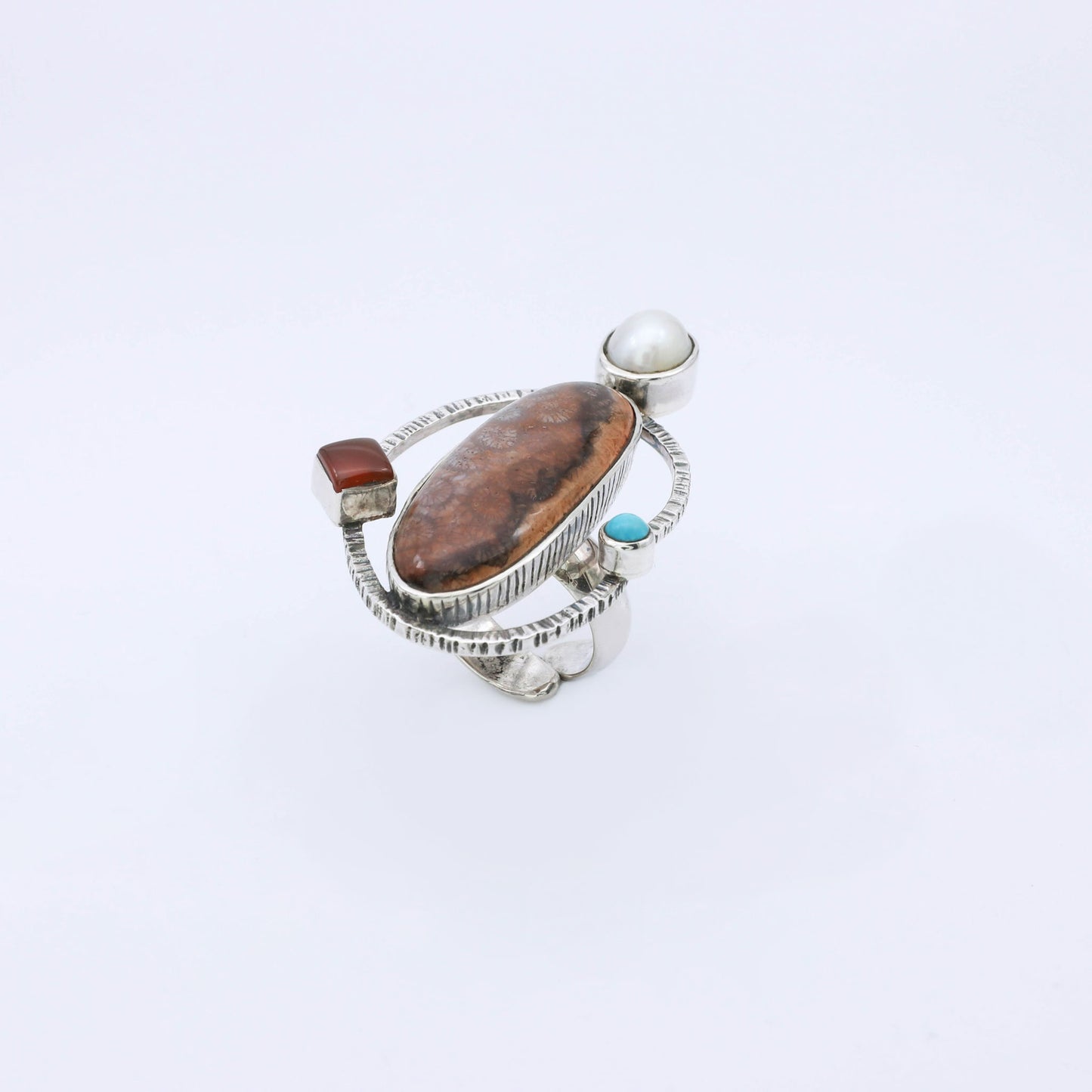 IC: ANILLO ARTESANIA PLATALUZ JASPER PERLA TURQUESA AGATA