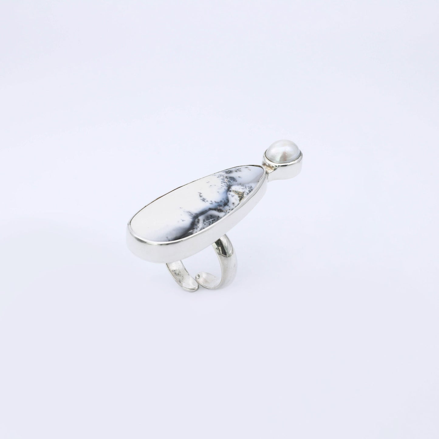 IC: ANILLO PLATA AGATA PERLA ARTESANIA PLATA LUZ
