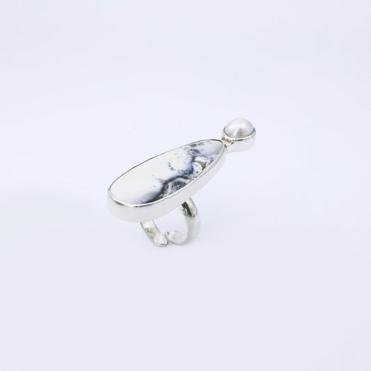 IC: ANILLO PLATA AGATA PERLA ARTESANIA PLATA LUZ