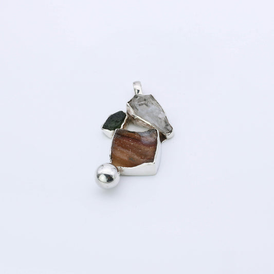colgante plata artesania luz 925 piedras naturales 1