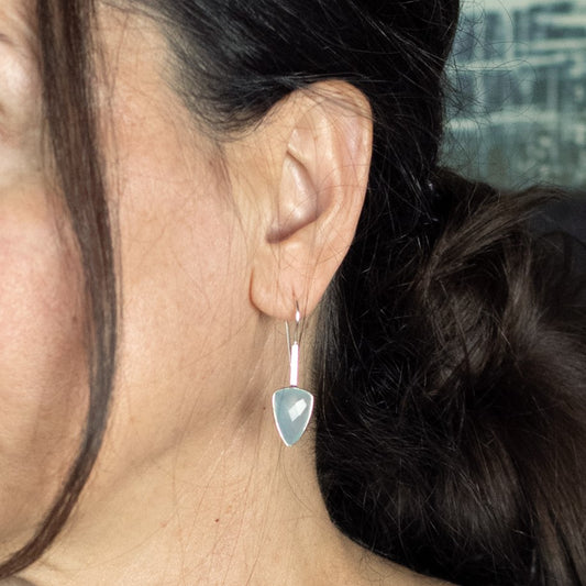 IC: PENDIENTES PLATA CALCEDONIA FACETADA