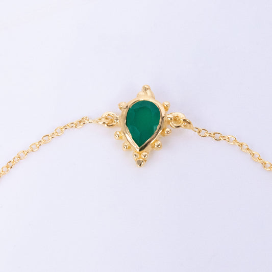 Pulsera Agarimar Calcedonia Plata 925 Bañada Oro 18k