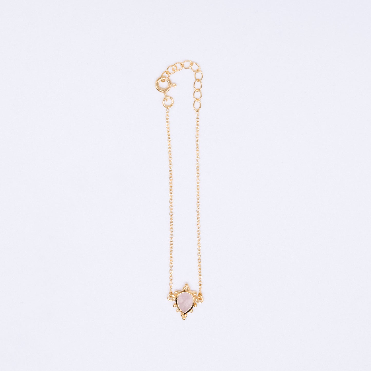 Pulsera Agarimar Calcedonia Plata 925 Bañada Oro 18k