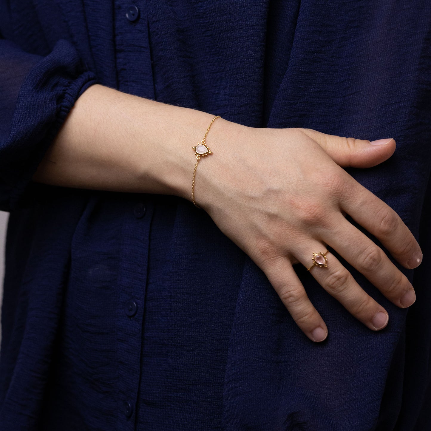 Anillo Kuelaun Corona Cuarzo Rosa