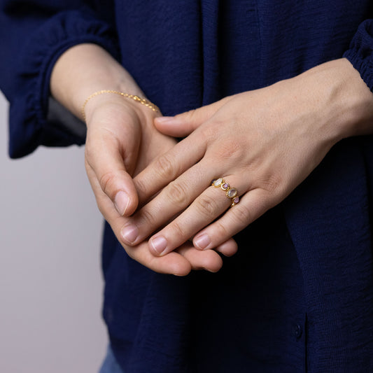 Anillo Eternity Plata Chapada en Oro