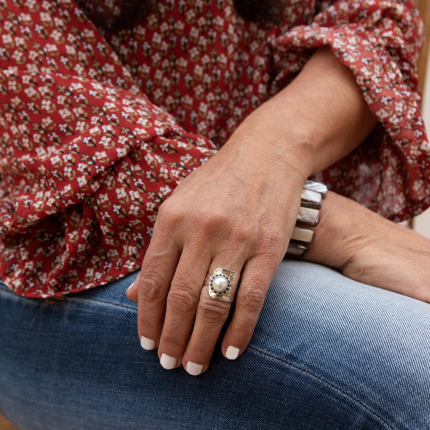 Anillo Pärel Plata y Perla