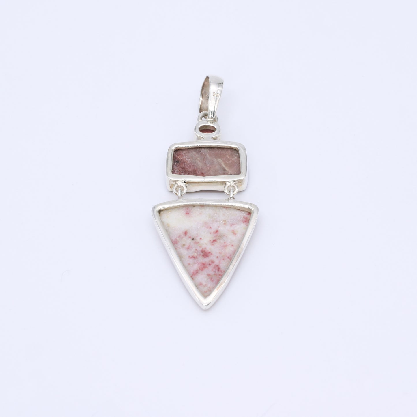 IC: COLGANTE PLATA ROSA BLANCO PIEDRAS NATURALES ARTESANIA 03