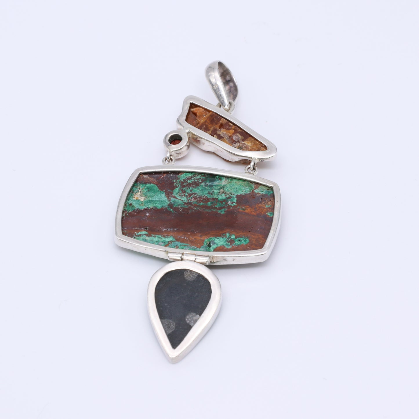 IC: COLGANTE PLATA PIEDRAS NATURALES ARTESANIA