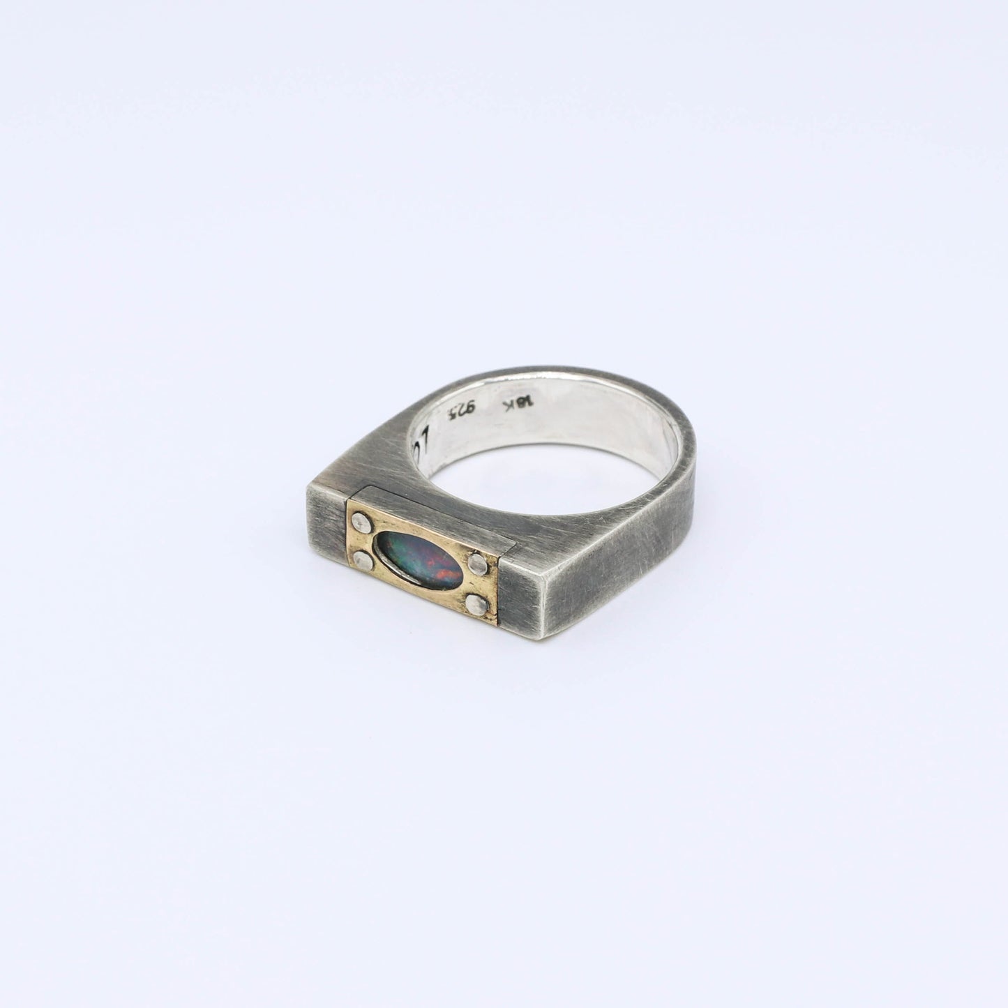 anillo plata oro artesania opalo luz