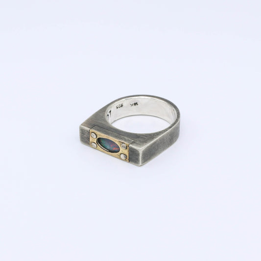anillo plata oro artesania opalo luz