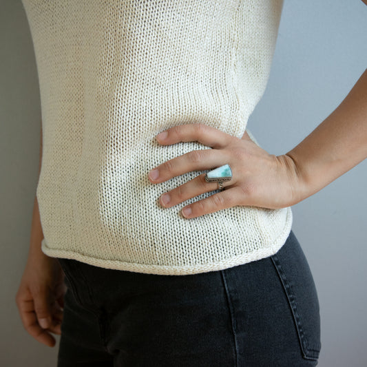 Anillo Blade Larimar