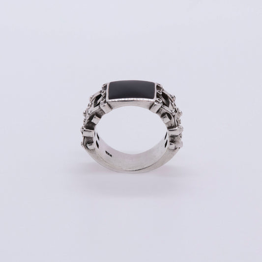 Anillo Kata Onix y Plata Plata Ecológica