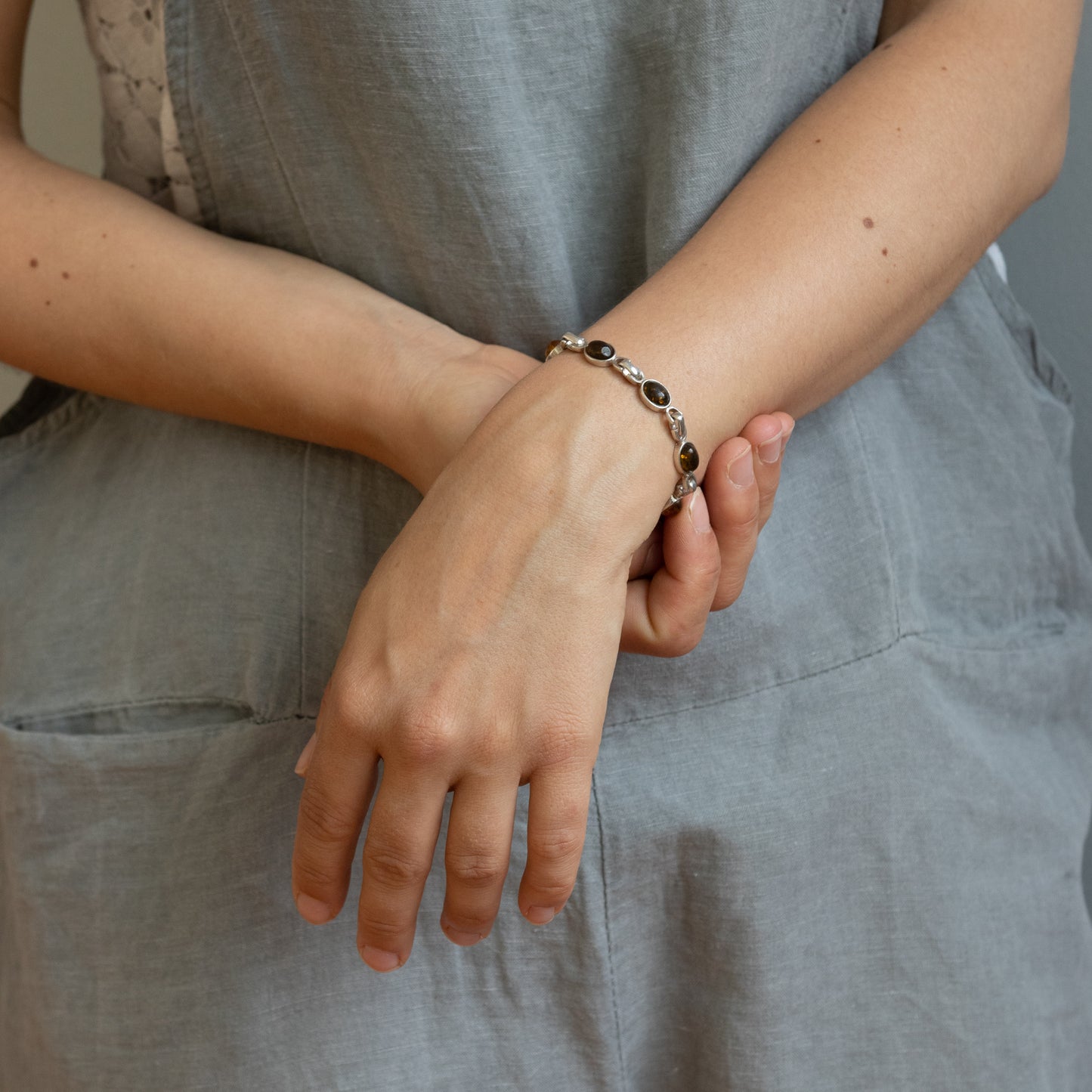 Pulsera Plata y Ambar