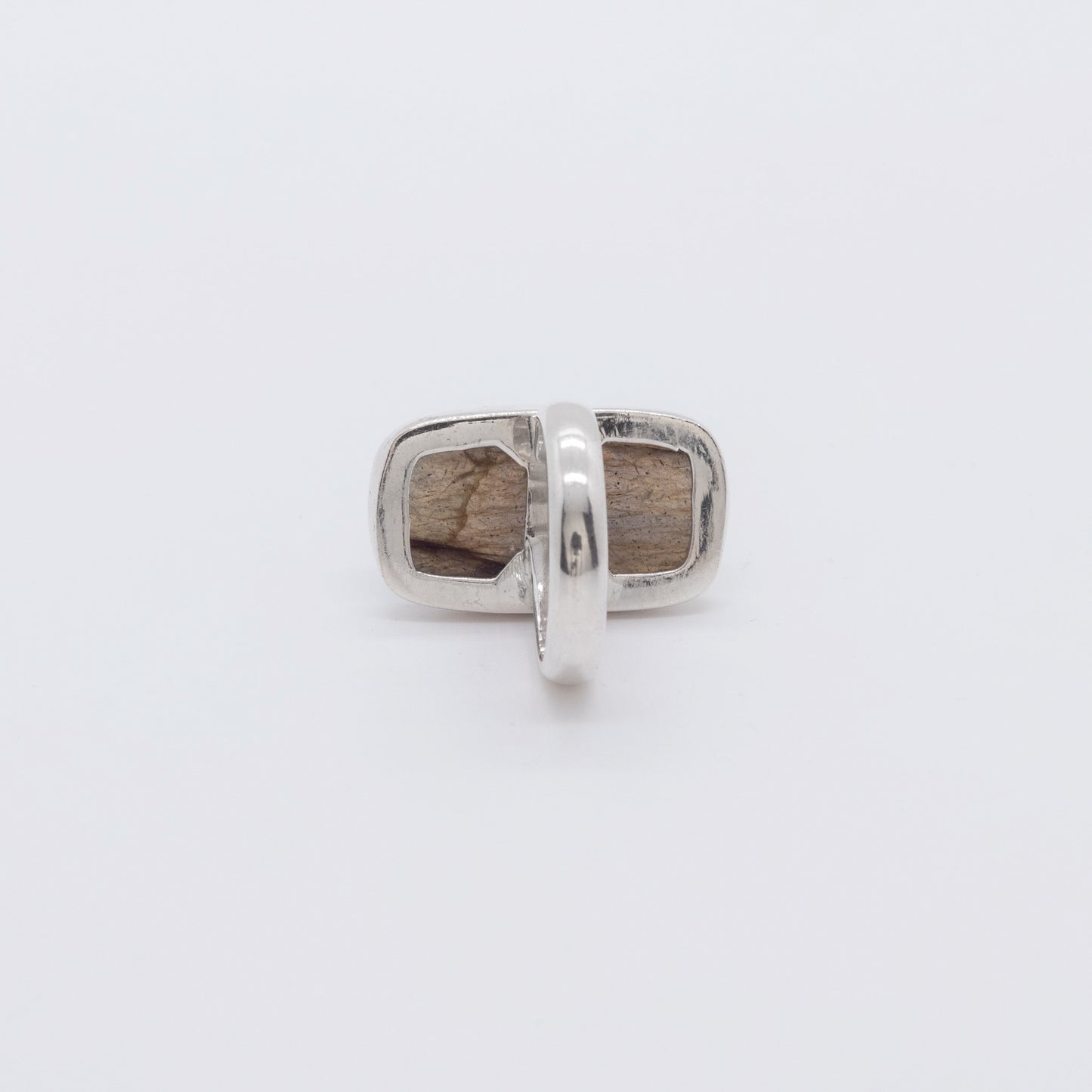 Anillo Kahurangi Plata Ecológica y Labradorita Natural Hecho a Mano