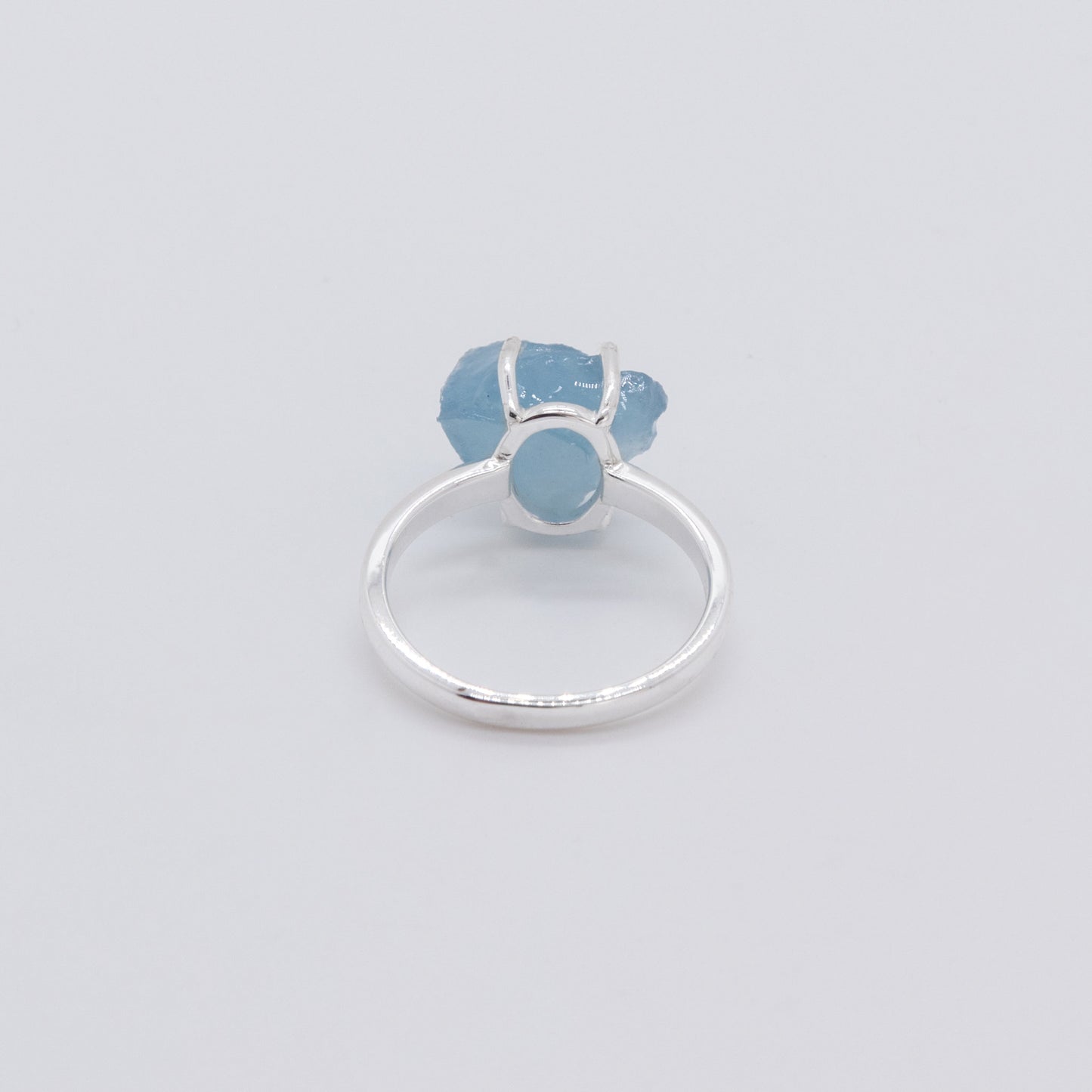 Anillo Wai Plata Ecológica 925 y Aguamarina en Bruto Hecho a Mano