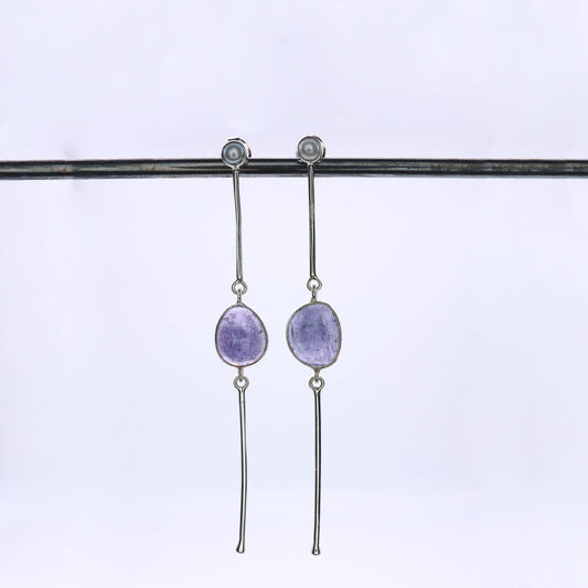 IC: PENDIENTE PLATA PIEDRA NATURAL