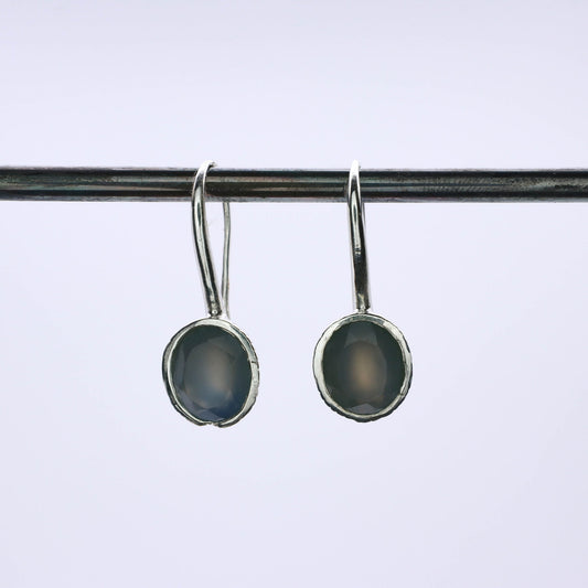 pendiente plata luz calcedonia natural