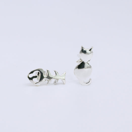 PENDIENTE PLATA 925 PRESION GATO RASPA