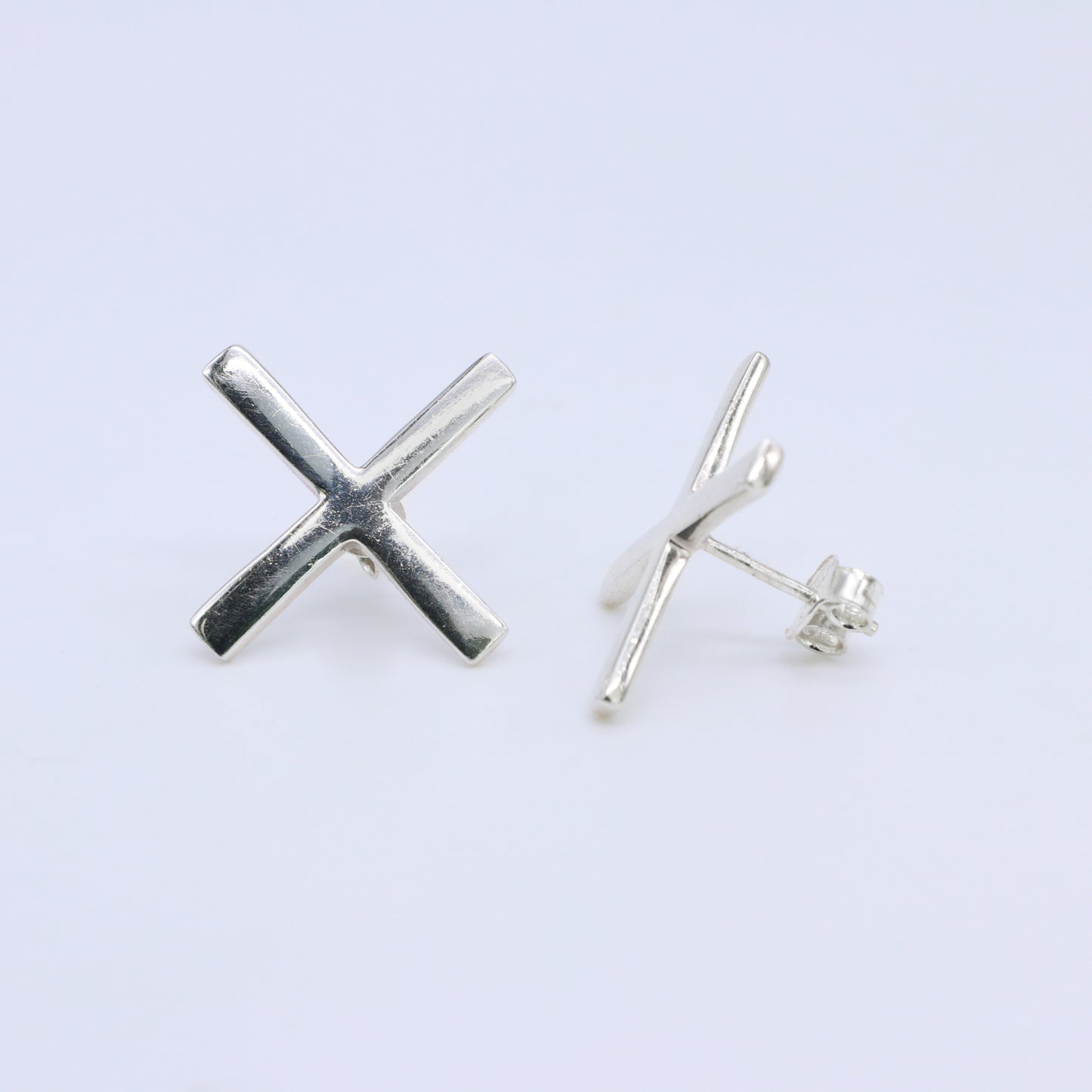 pendiente plata cruz cuadrado