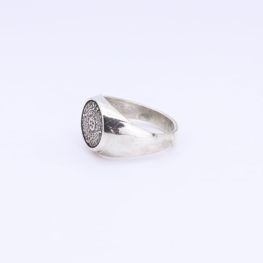 Anillo Sello Plata Calendario Maya