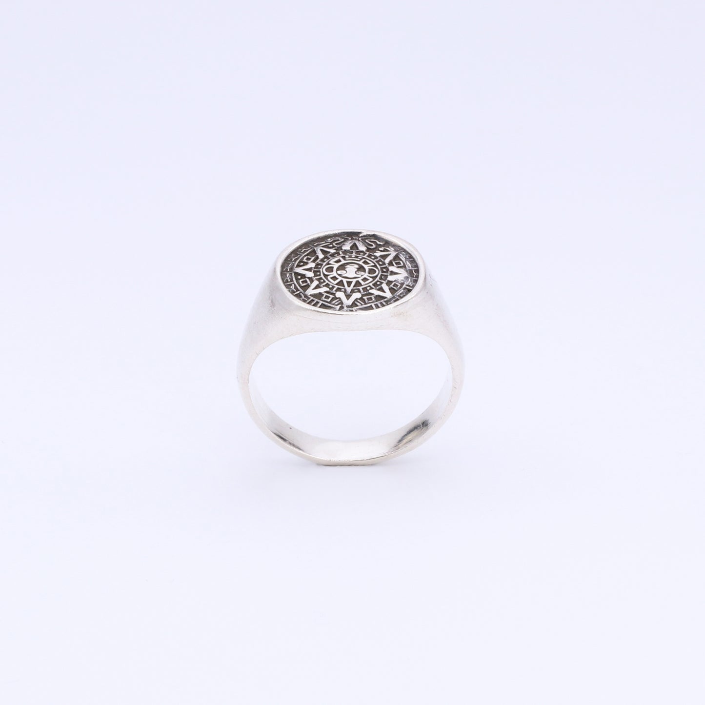 Anillo Plata Calendario Maya Redondo