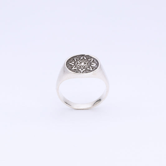 Anillo Plata Calendario Maya Redondo