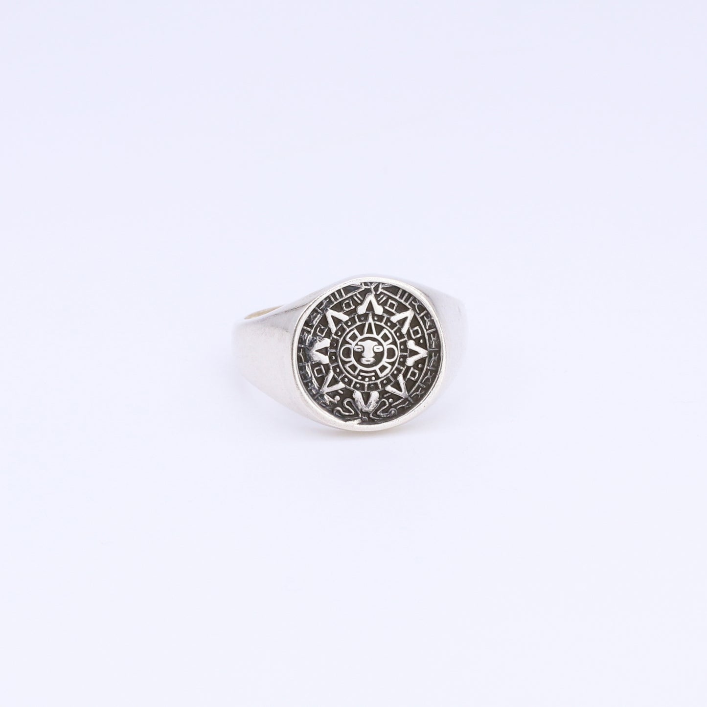 Anillo Plata Calendario Maya Redondo