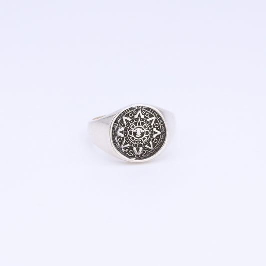Anillo Plata Calendario Maya Redondo