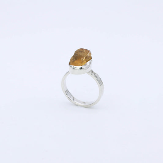 anillo plata 925 cuarzo citrino natural rustico 1