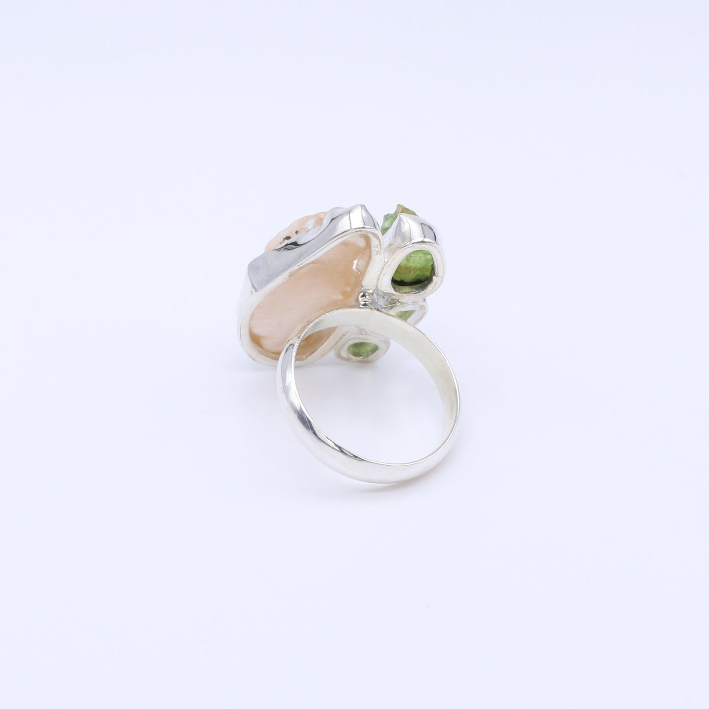 IC: ANILLO PLATA 925 PERLA Y OLIVINAS