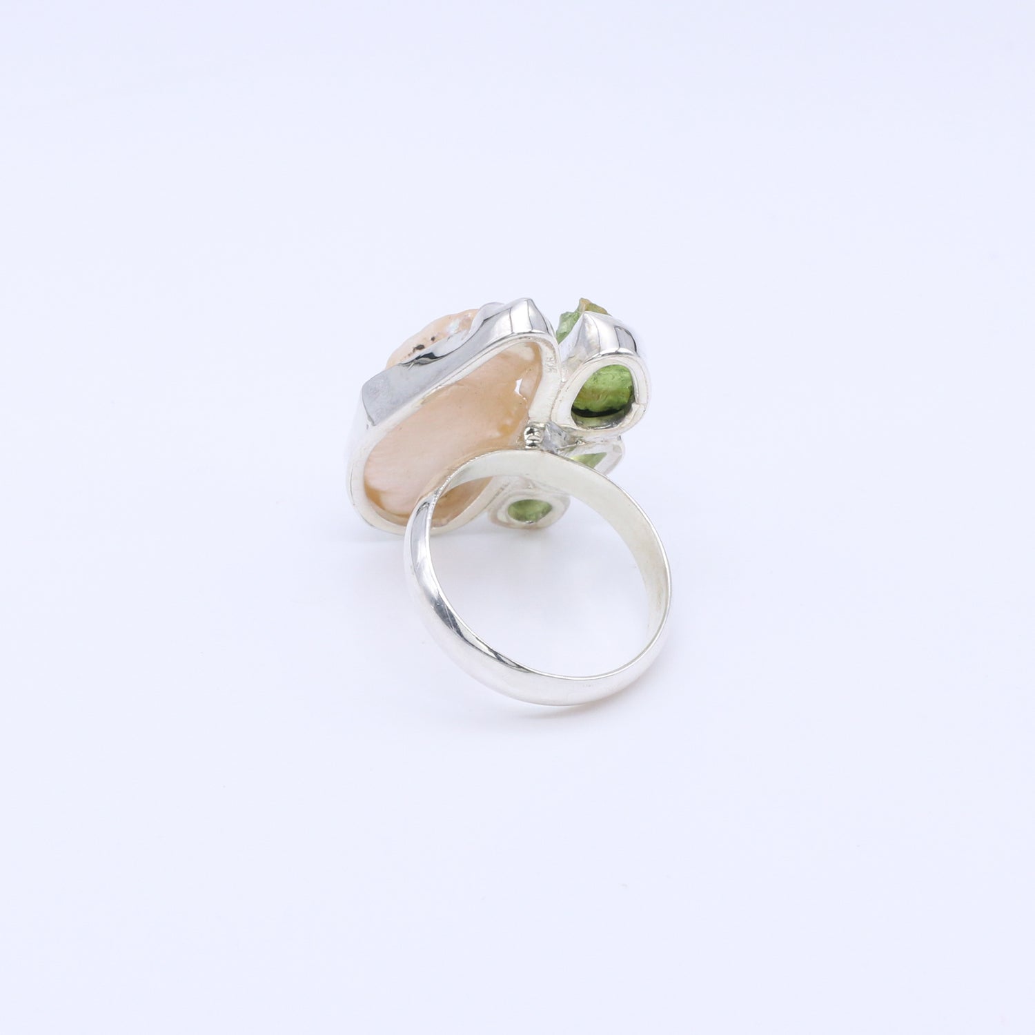 IC: ANILLO PLATA 925 PERLA Y OLIVINAS