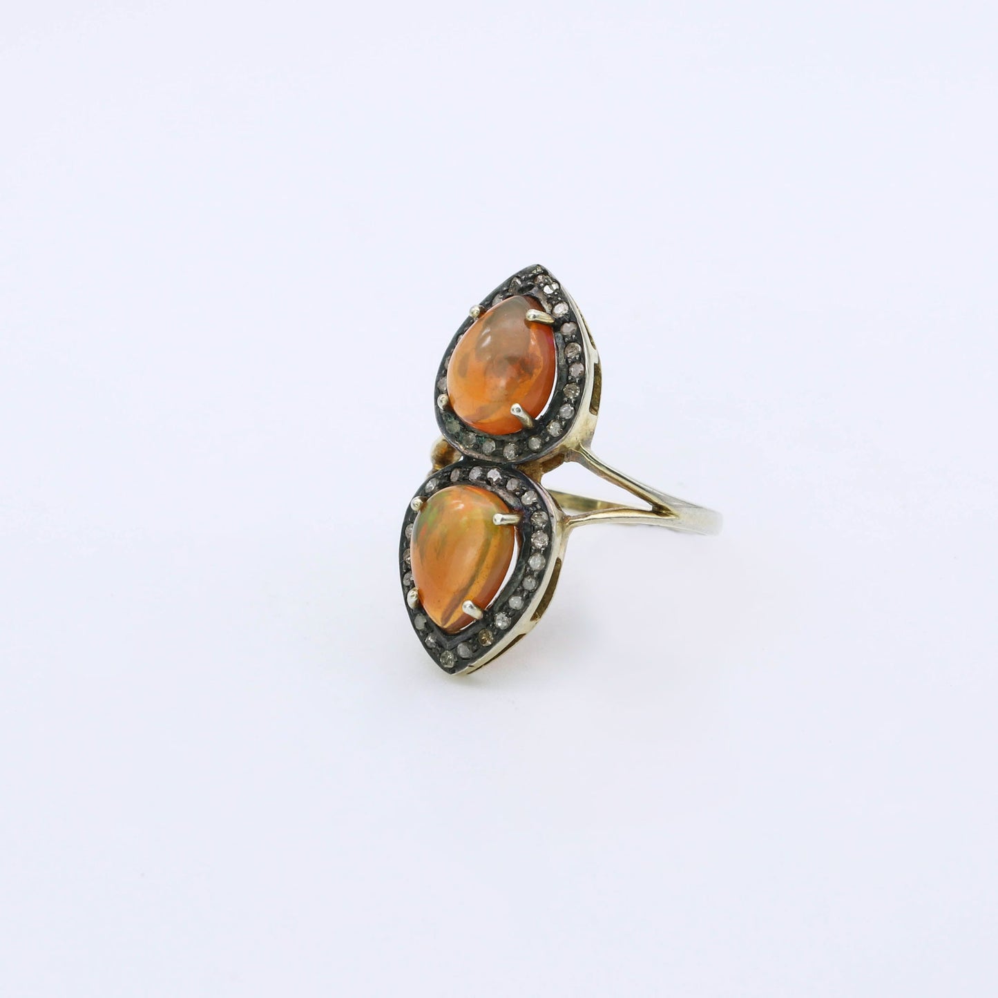 IC: ANILLO PLATA OPALOS DIAMANTES