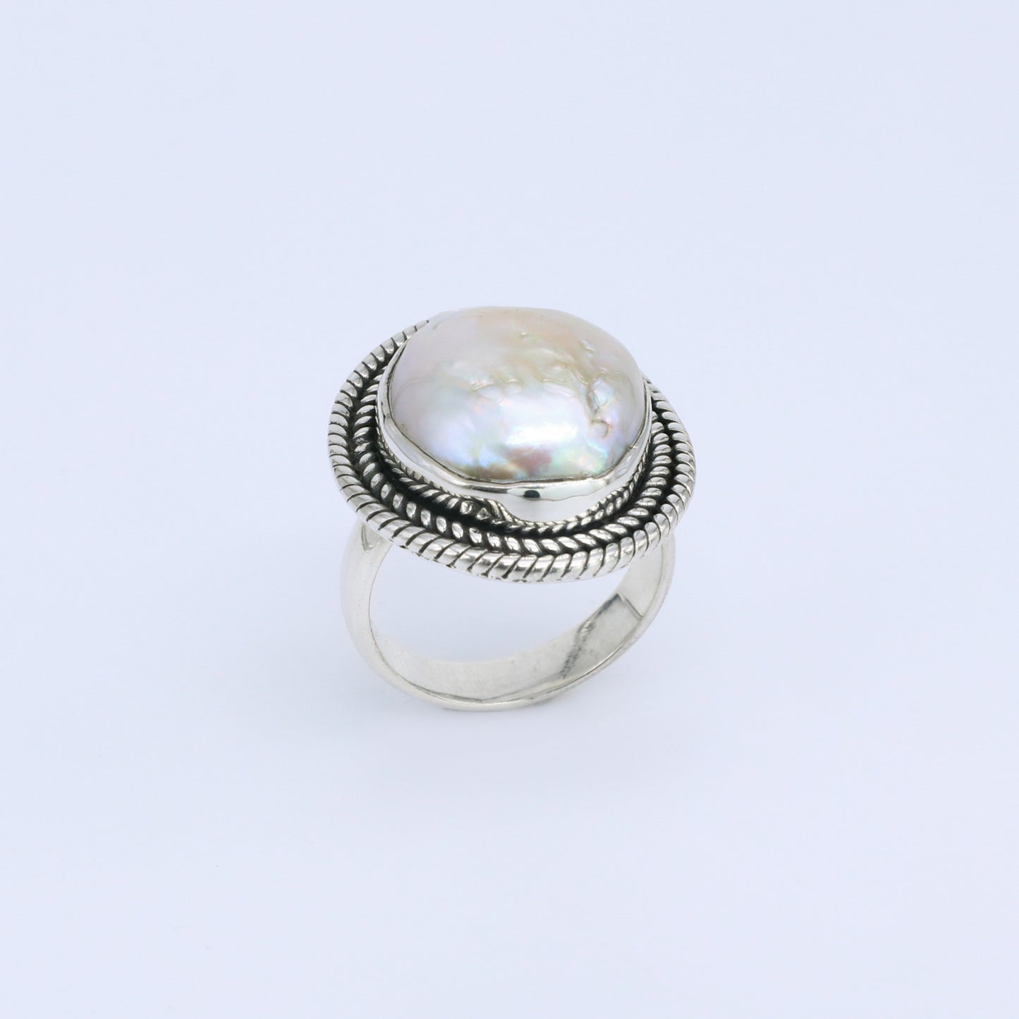 Plata luz anillo White Snow Perla 01