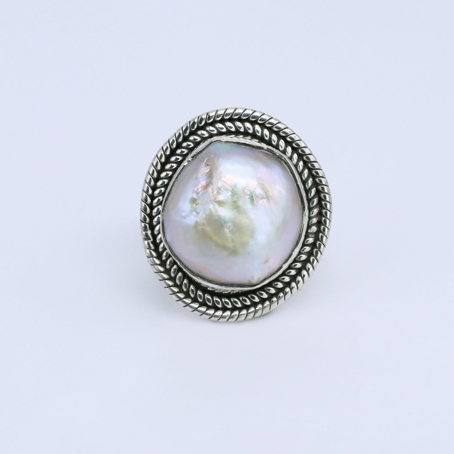 Plata luz anillo White Snow Perla 02
