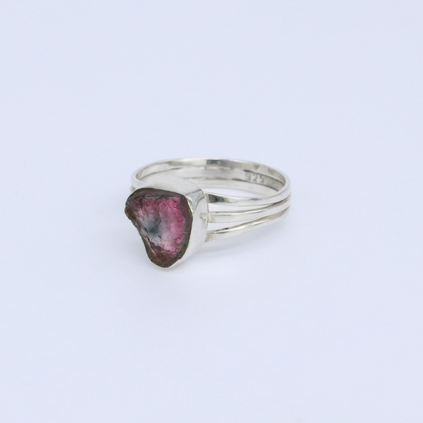 Plata Luz Anillo Turmalina Sandía Bicolor Iteli 02