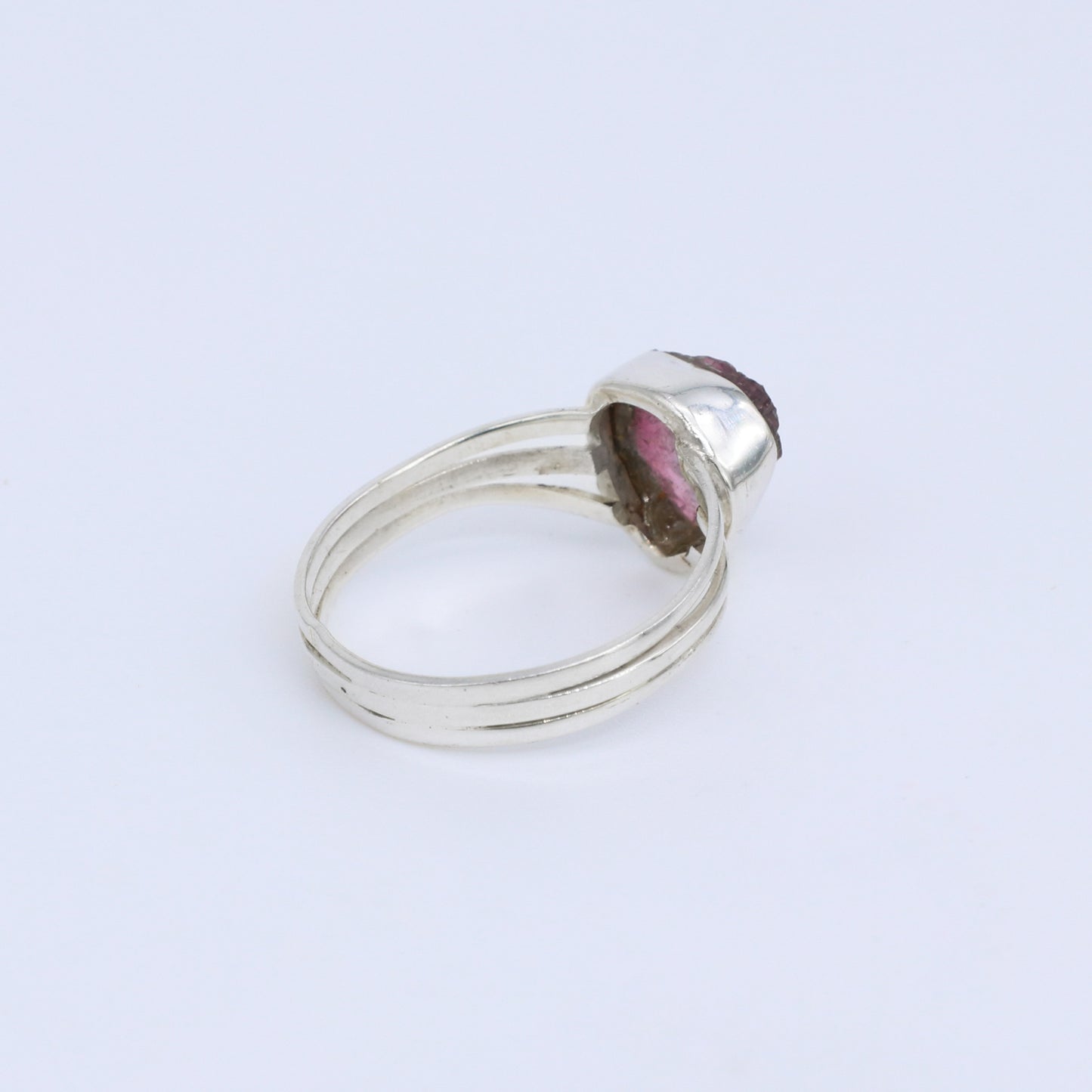 Plata Luz Anillo Turmalina Sandía Bicolor Iteli 04