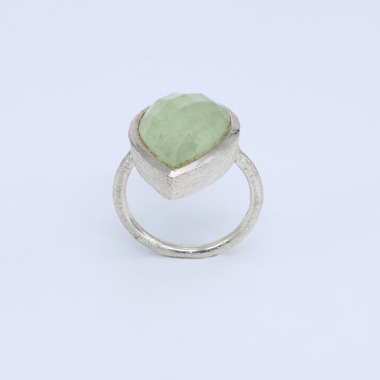 Plata Luz anillo Prehenita Grun 01