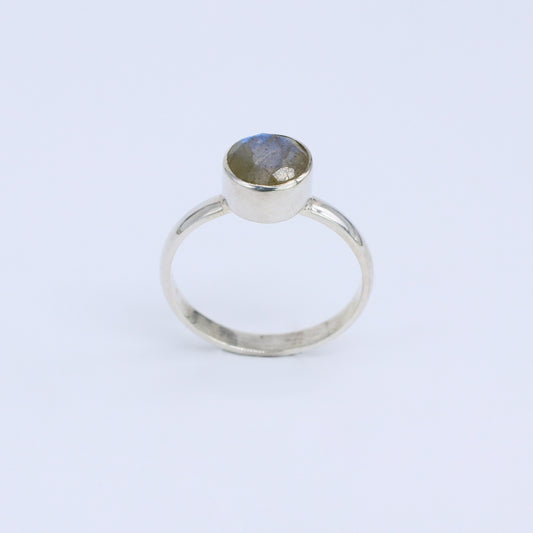 Plata Luz Anillo Redondo Labradorita 01