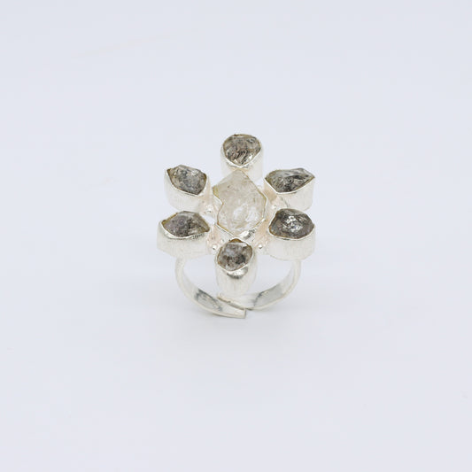 Anillo Plata Flor Cuarzo