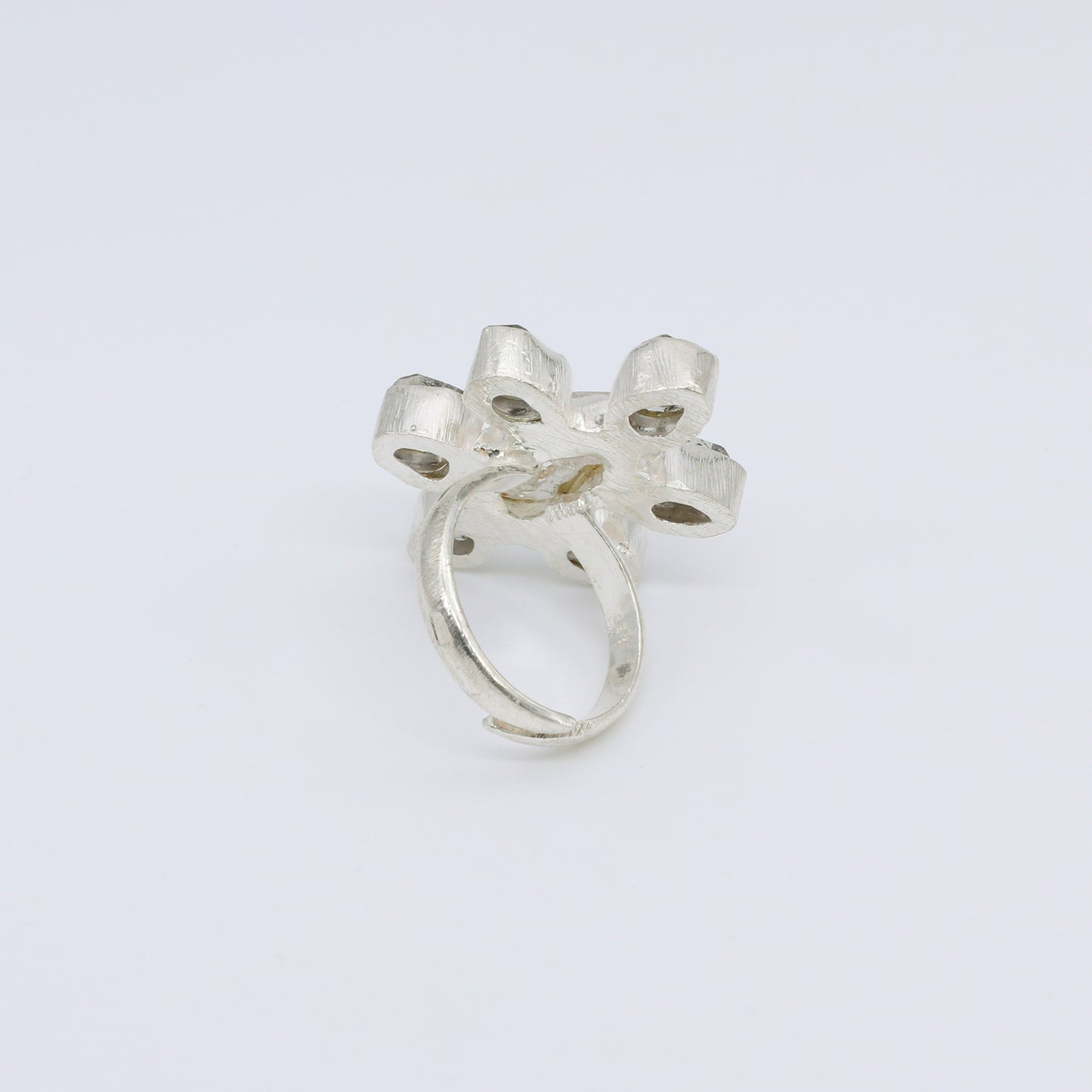 Anillo Plata Flor Cuarzo