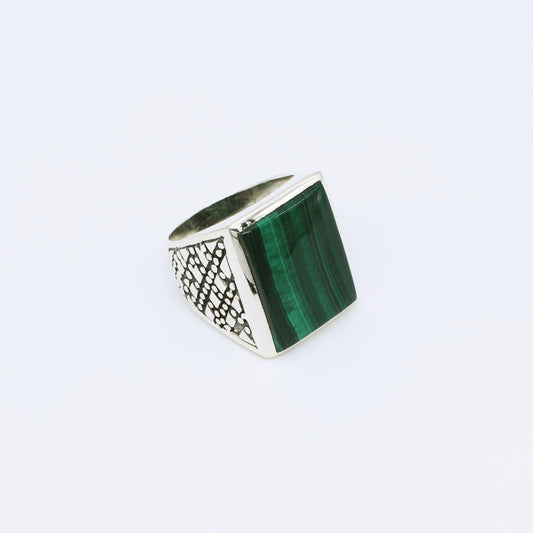 IC: ANILLO PLATA MALAQUITA HOMBRE