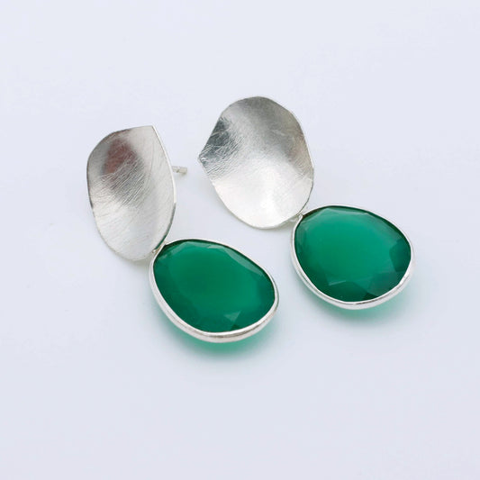 IC: PENDIENTE PLATA AGATA VERDE ORIGINAL