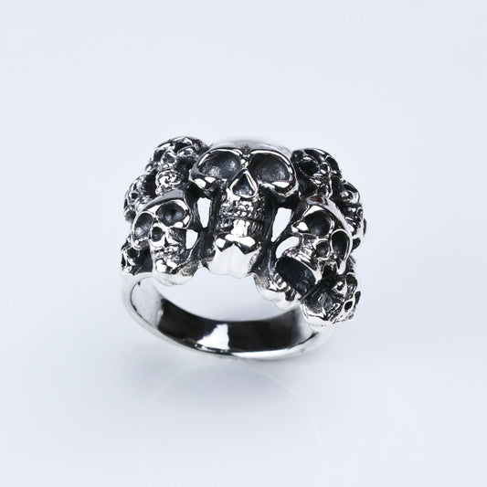 Anillo Combi Calaveras - Plata Luz