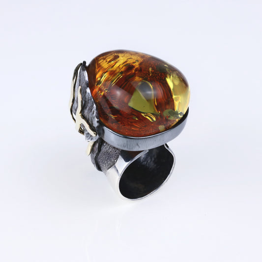IC: ANILLO AMBAR PLATA