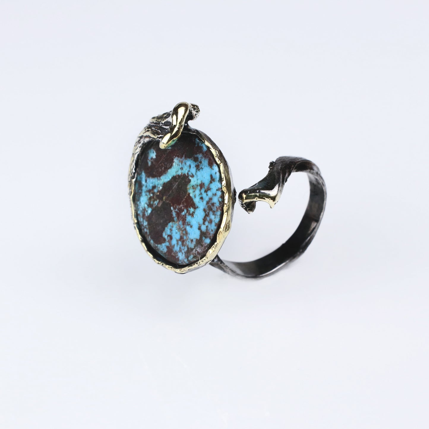 IC: ANILLO PLATA ORO TURQUESA NATURAL
